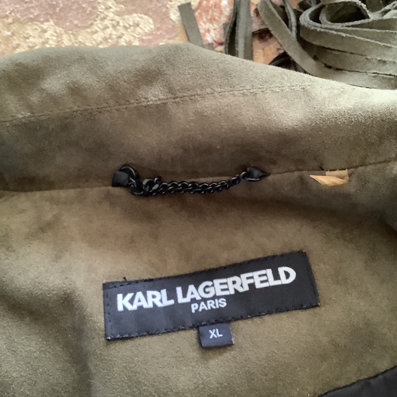 New Faux Suede Knee Length Coat/w Fringe/belt - Picture 4 of 4